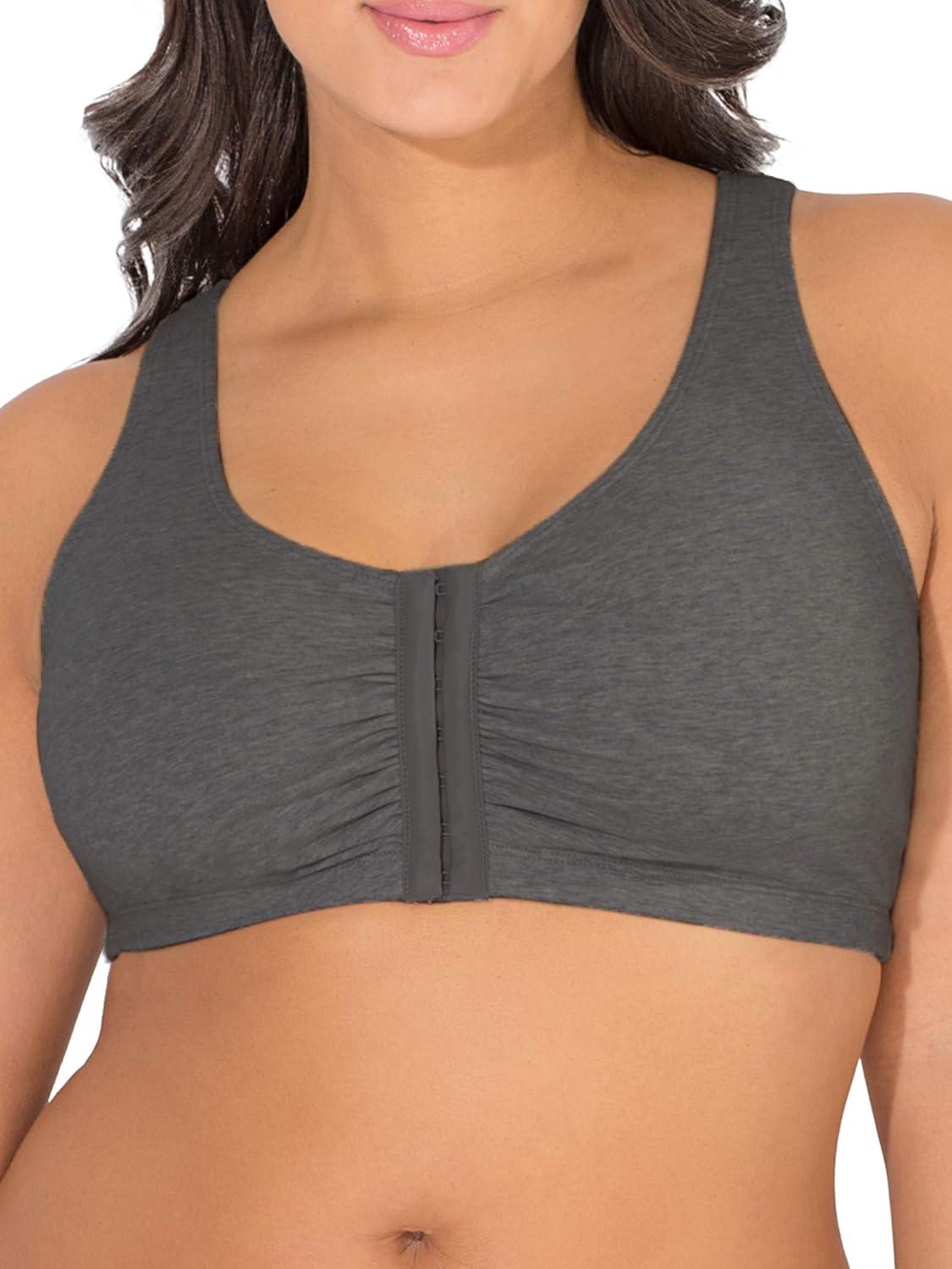 image:imageFruit of the Loom Womens MultiPack Front Close Sports BraBlushing RoseCharcoalWhite 3pack
