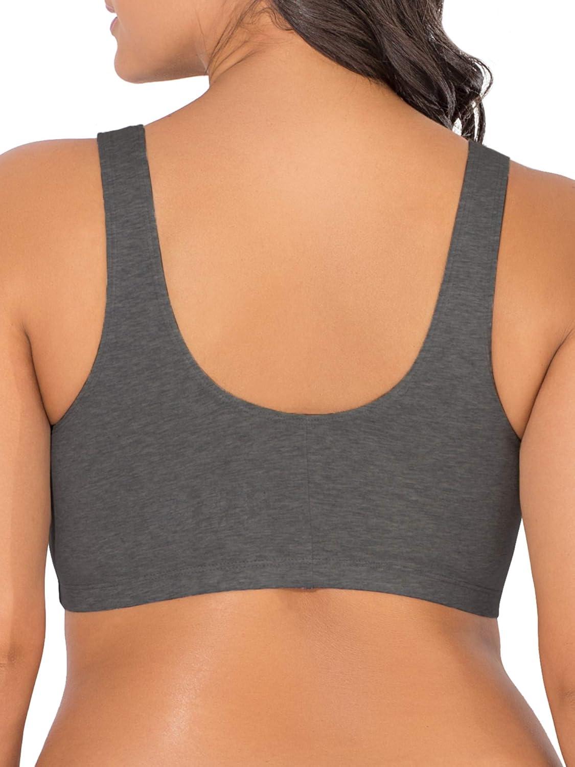 image:imageFruit of the Loom Womens MultiPack Front Close Sports BraBlushing RoseCharcoalWhite 3pack