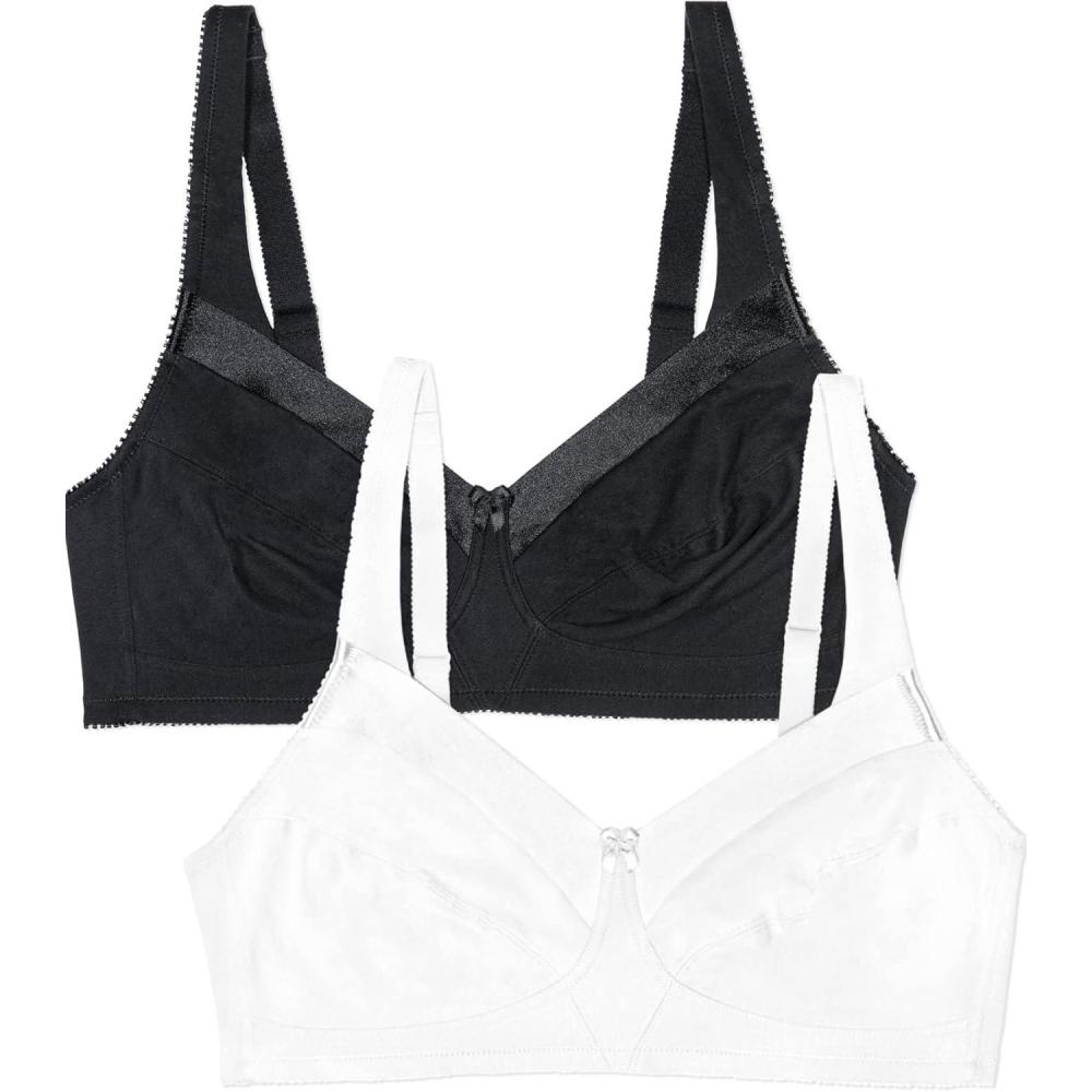 image:imageFruit of The Loom Womens Cotton Soft Cup Bra WireFree with Seamed Design for Extra SupportBlackWhite