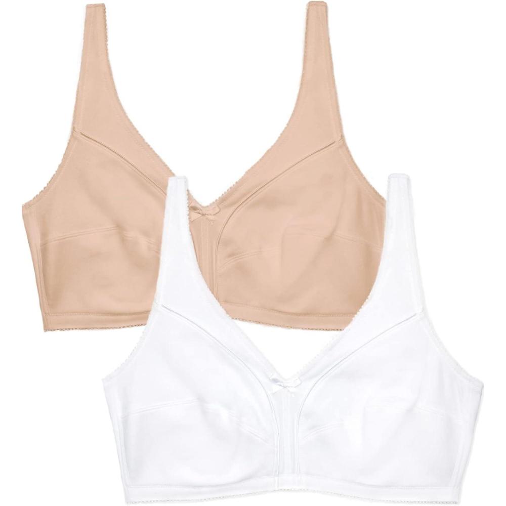 image:imageFruit of The Loom Womens Cotton Soft Cup Bra WireFree with Seamed Design for Extra SupportWhite 86ck Sand