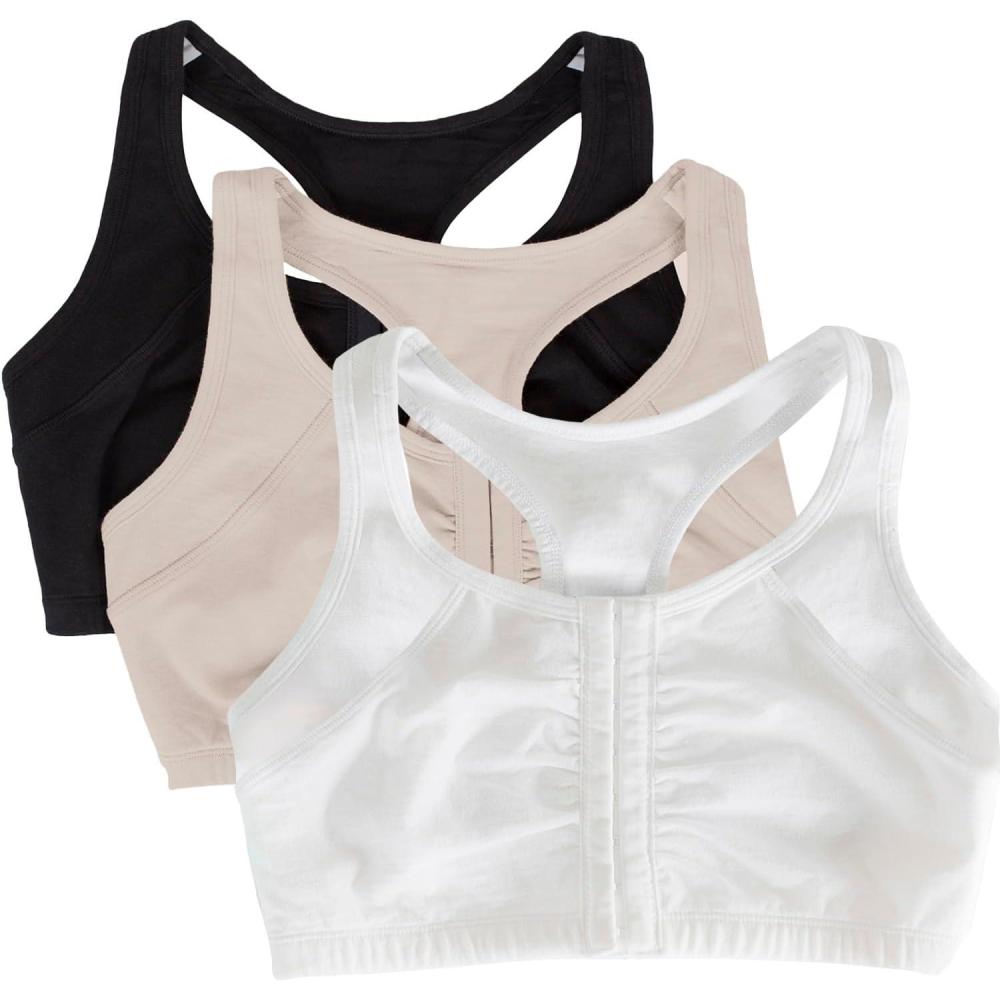image:imageFruit of the Loom Womens Front Close Builtup Sports BraSandWhiteBlack