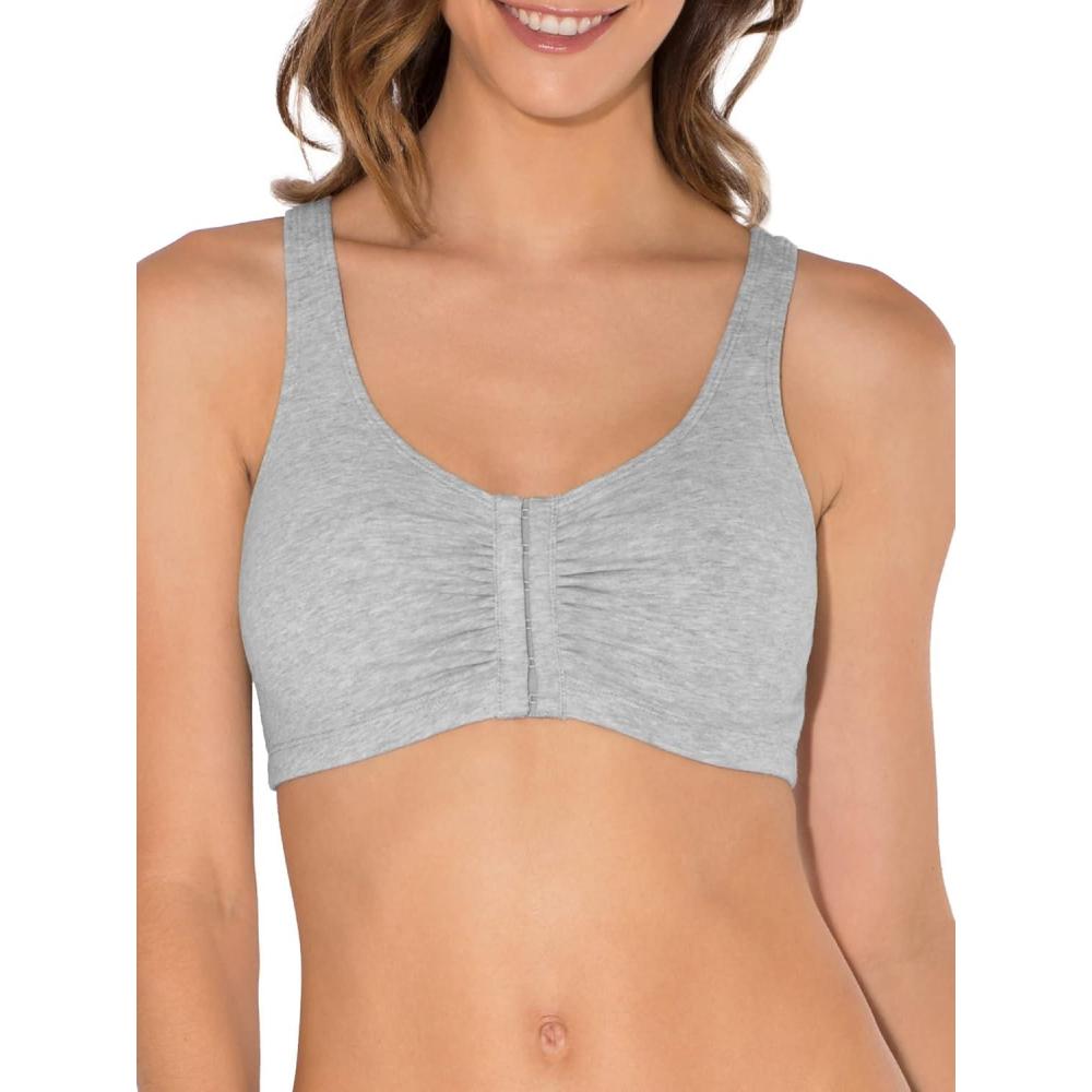 image:imageFruit of the Loom Womens MultiPack Front Close Sports BraHeather Grey