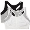 Fruit of the Loom Women’s Front Close Builtup Sports Bra(White With Grey/Black With Grey)