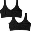 Fruit of the Loom Women’s Multi-Pack Front Close Sports Bra(Black Hue/Black Hue)