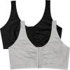 Fruit of the Loom Women’s Multi-Pack Front Close Sports Bra(Black Hue/Heather Grey 2-pack)