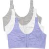 Fruit of the Loom Women’s Multi-Pack Front Close Sports Bra(Blue Gem Heather/White/Grey 3-pack)