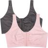 Fruit of the Loom Women’s Multi-Pack Front Close Sports Bra(Blushing Rose/Charcoal Heather 2-pack)