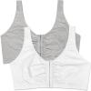 Fruit of the Loom Women’s Multi-Pack Front Close Sports Bra(Heather Grey/White 2-pack)