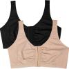 Fruit of the Loom Women’s Multi-Pack Front Close Sports Bra(Sand/Black 2-pack)