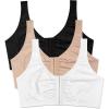 Fruit of the Loom Women’s Multi-Pack Front Close Sports Bra(Sand/Black/White)