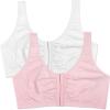 Fruit of the Loom Women’s Multi-Pack Front Close Sports Bra(White/Blushing Rose 2-pack)