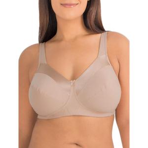 Fruit of The Loom Women’s Cotton Soft Cup Bra – Wire-Free with Seamed Design for Extra Support(Sand)