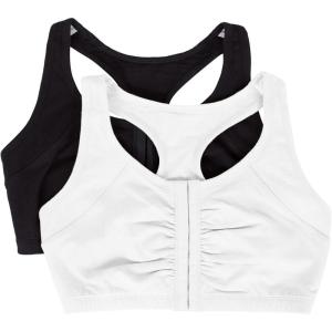 Fruit of the Loom Women’s Front Close Builtup Sports Bra(Black Hue/White)