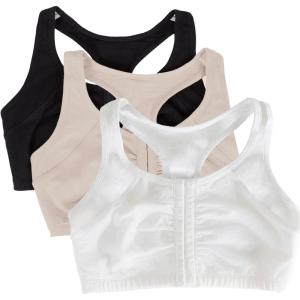Fruit of the Loom Women’s Front Close Builtup Sports Bra(Sand/White/Black)