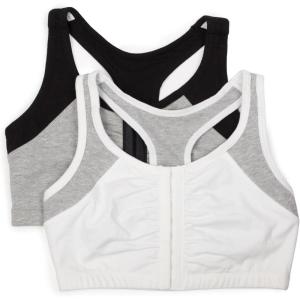 Fruit of the Loom Women’s Front Close Builtup Sports Bra(White With Grey/Black With Grey)