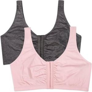 Fruit of the Loom Women’s Multi-Pack Front Close Sports Bra(Blushing Rose/Charcoal Heather 2-pack)