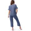 Fruit of the Loom Women’s 360 Stretch Ruffle Sleeve V-neck Tee and Capri Sleep Pajama Set(Small Bloom)