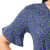 Fruit of the Loom Women’s 360 Stretch Ruffle Sleeve V-neck Tee and Capri Sleep Pajama Set(Small Bloom)