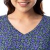 Fruit of the Loom Women’s 360 Stretch Ruffle Sleeve V-neck Tee and Capri Sleep Pajama Set(Small Bloom)