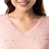 Fruit of the Loom Women’s 360 Stretch Ruffle Sleeve V-neck Tee and Capri Sleep Pajama Set(Watercolor Hearts)