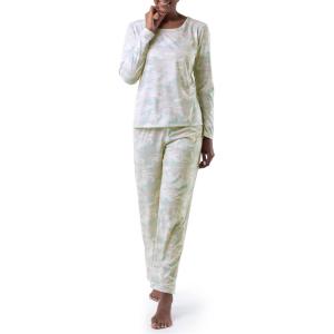 Fruit of the Loom Women’s Long Sleeve Tee and Pant 2 Piece Sleep Set(Grey Camo)