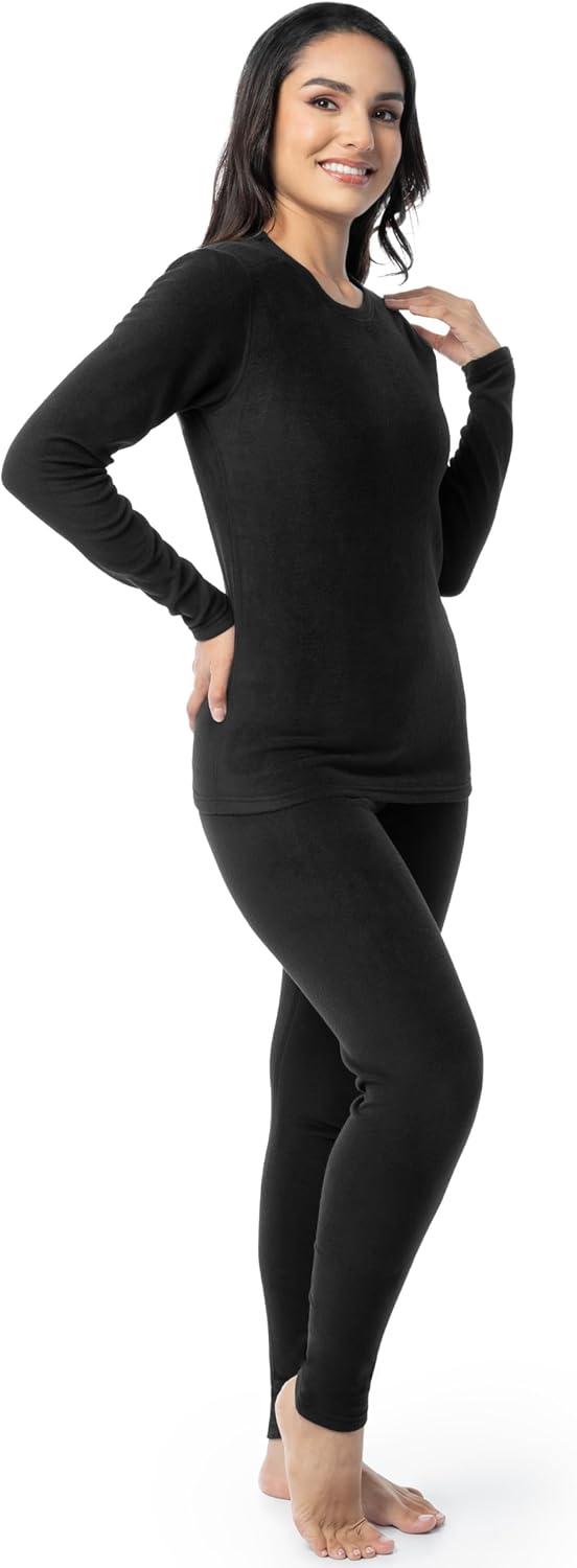 image:imageFruit of the Loom Womens Stretch Fleece Lined Thermal Long Johns Underwear SetBlack