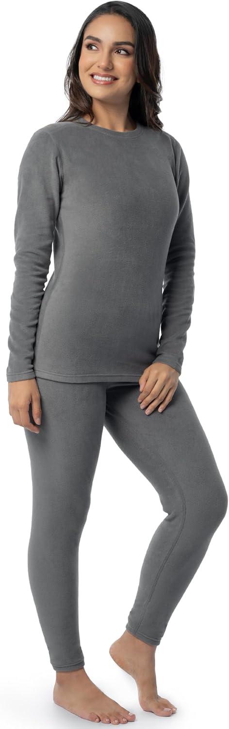 image:imageFruit of the Loom Womens Stretch Fleece Lined Thermal Long Johns Underwear SetDark Grey