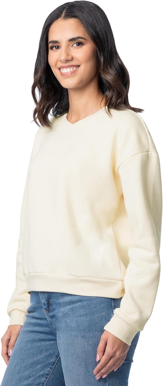 image:imageFruit of the Loom Womens Vneck Fleece Pullover Cropped SweatshirtButtercream