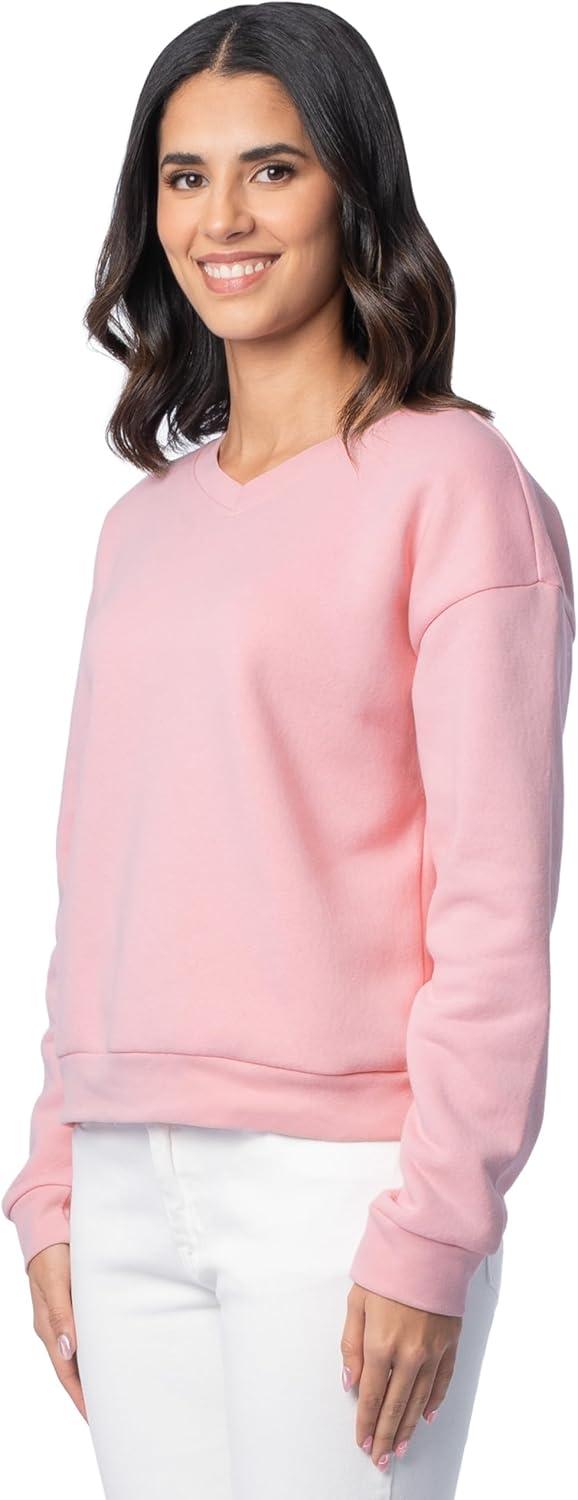 image:imageFruit of the Loom Womens Vneck Fleece Pullover Cropped SweatshirtPink Nectar