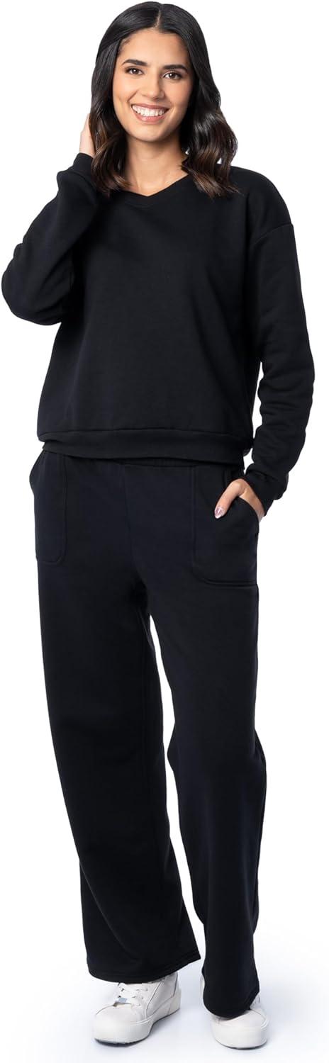 image:imageFruit of the Loom Womens WideLeg Fleece SweatpantsBlack