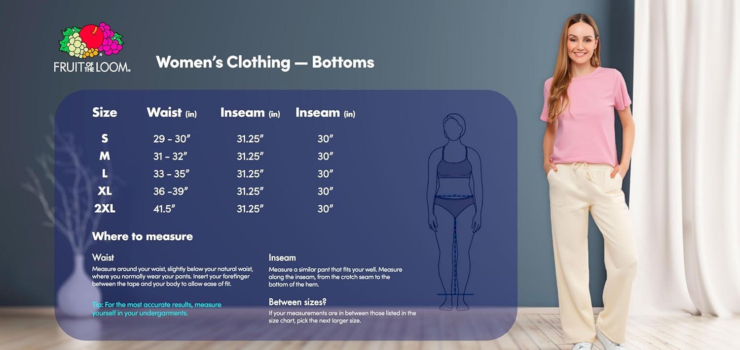 image:imageFruit of the Loom Womens WideLeg Fleece SweatpantsDeep Cobalt