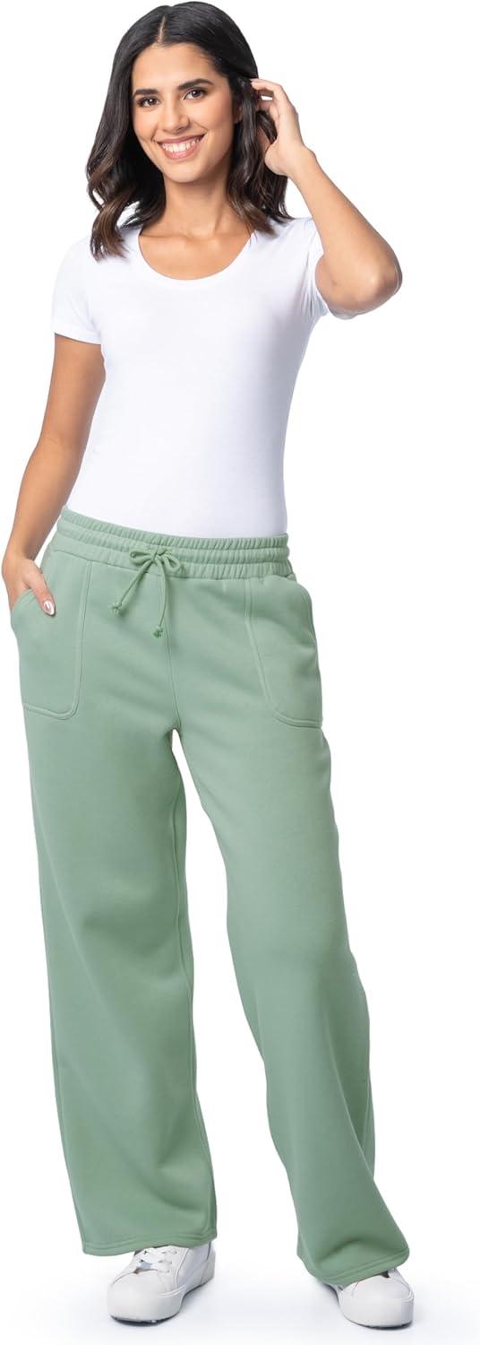 image:imageFruit of the Loom Womens WideLeg Fleece SweatpantsGranite Green