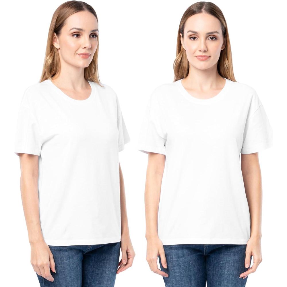 image:imageFruit of The Loom Womens Short Sleeve Boyfriend TShirt 2 PackWhiteWhite