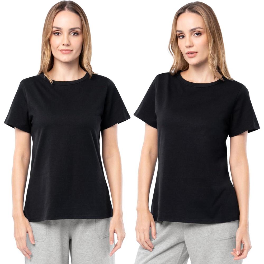 image:imageFruit of The Loom Womens Short Sleeve Crew Neck TShirt 2 PackBlack