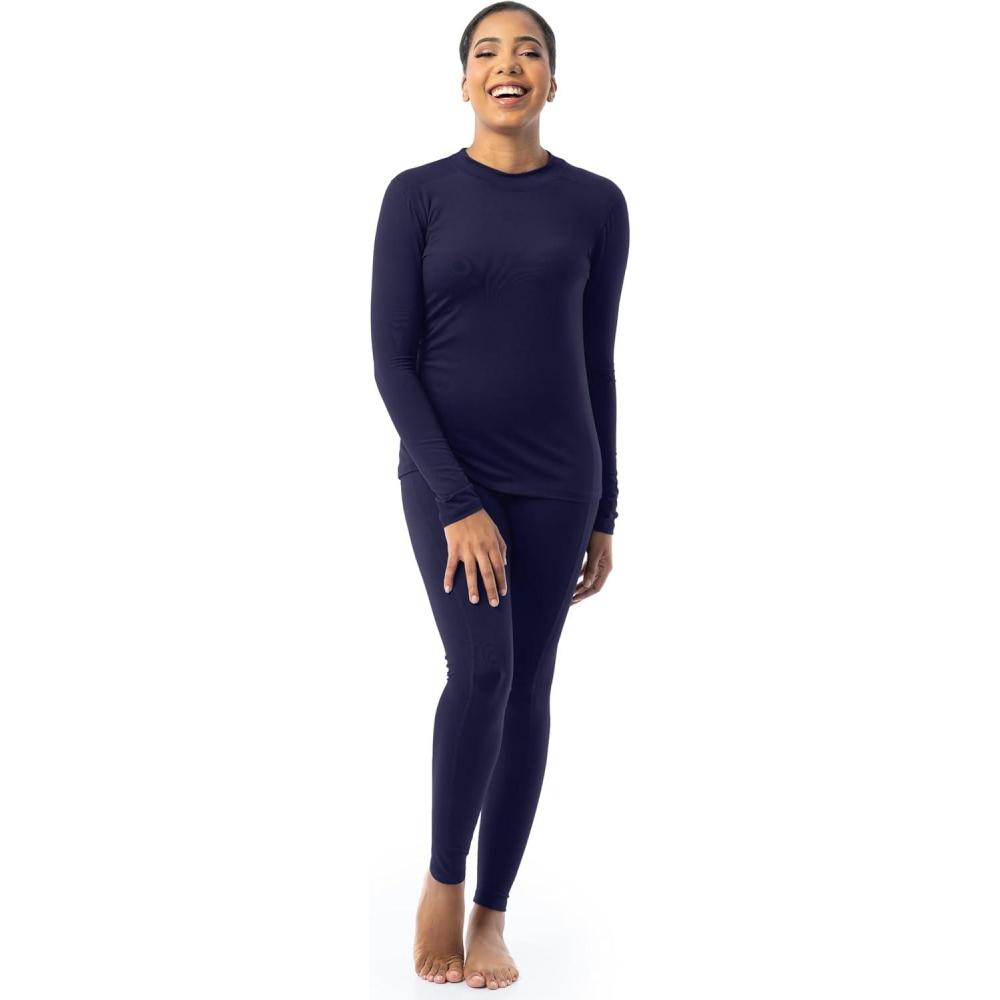 image:imageFruit of the Loom Womens High Neck Top and Legging Thermal SetBlue