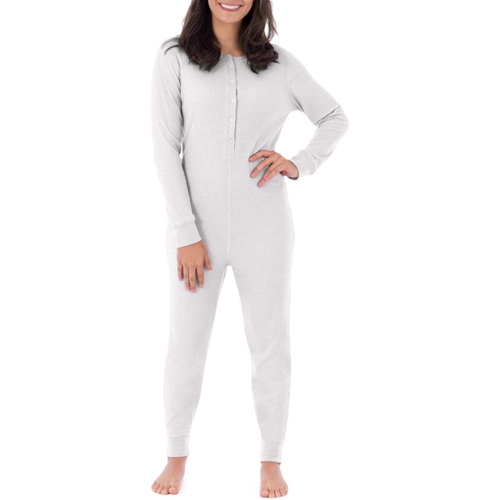 image:imageFruit of the Loom Womens Micro Waffle Premium Thermal Union SuitWhite