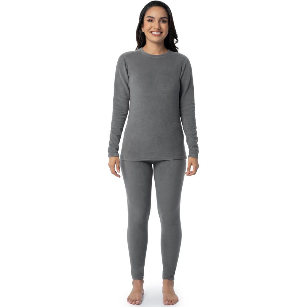 image:imageFruit of the Loom Womens Stretch Fleece Lined Thermal Long Johns Underwear SetDark Grey