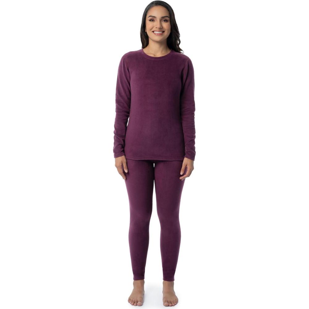image:imageFruit of the Loom Womens Stretch Fleece Lined Thermal Long Johns Underwear SetPurple