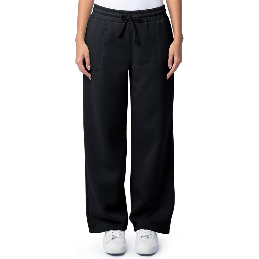 image:imageFruit of the Loom Womens WideLeg Fleece SweatpantsBlack