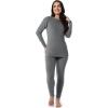 Fruit of the Loom Women’s Stretch Fleece Lined Thermal Long Johns Underwear Set(Grey)