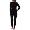Fruit of the Loom Women’s Stretch Fleece Lined Thermal Long Johns Underwear Set(Pitch Black)