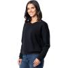 Fruit of the Loom Women’s V-neck Fleece Pullover Cropped Sweatshirt(Black)