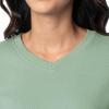 Fruit of the Loom Women’s V-neck Fleece Pullover Cropped Sweatshirt(Granite Green)