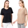 Fruit of The Loom Women’s Short Sleeve Boyfriend T-Shirt, 2 Pack(Black/Stucco)