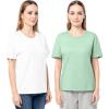 Fruit of The Loom Women’s Short Sleeve Boyfriend T-Shirt, 2 Pack(Green/White)