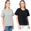 Fruit of The Loom Women’s Short Sleeve Boyfriend T-Shirt, 2 Pack(Grey Heather/Black)