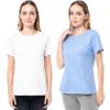 Fruit of The Loom Women’s Short Sleeve Crew Neck T-Shirt, 2 Pack(Blue/White)