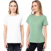 Fruit of The Loom Women’s Short Sleeve Crew Neck T-Shirt, 2 Pack(Green/White)
