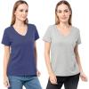 Fruit of The Loom Women’s Short Sleeve V-Neck T-Shirt, 2 Pack(Cobalt/Grey Heather)