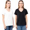 Fruit of The Loom Women’s Short Sleeve V-Neck T-Shirt, 2 Pack(White/Black)